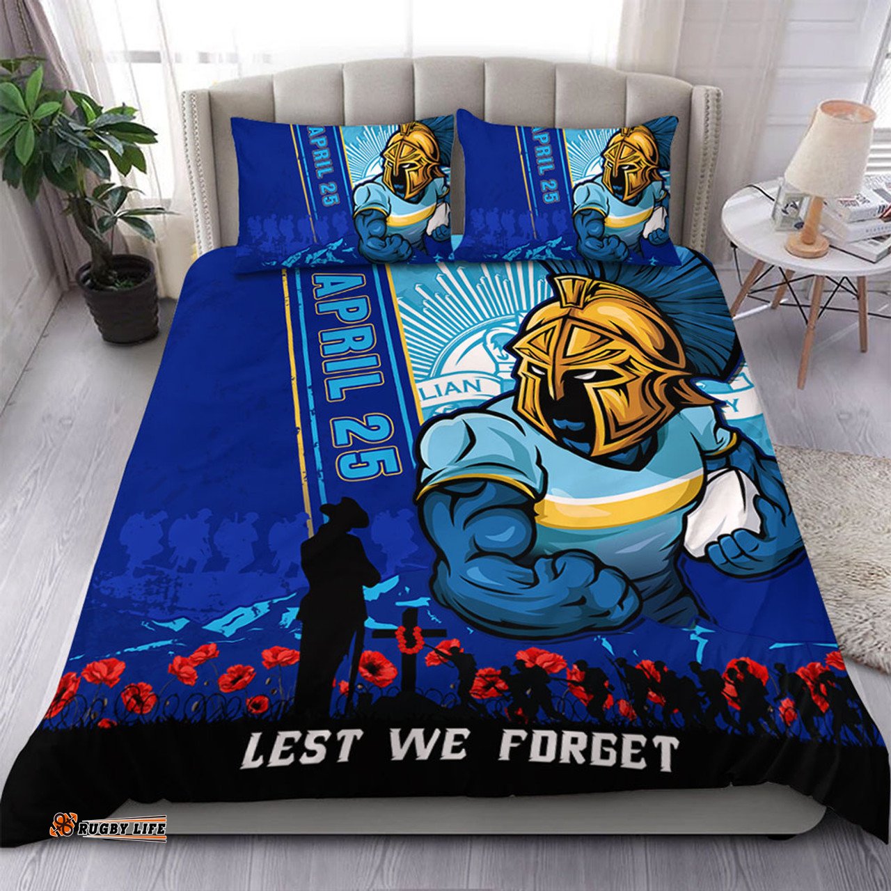 Amazing Aussie Gold Coast Titans Anzac Day Lest We Forget Strong Fighting Spirit Bedding Set