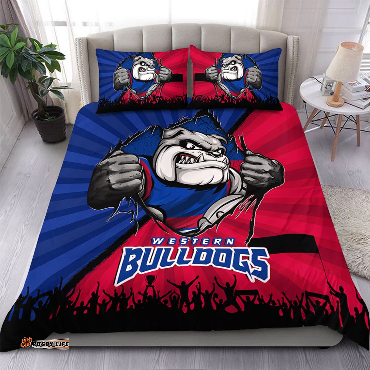 Amazing Aussie Western Bulldogs Breaking Through Fan Design Bedding Set