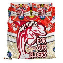 Amazing Aussie Redcliffe Dolphins Naidoc Week Custom Redcliffe Dolphins Naidoc Week For Our Elders Dot Art Style With Turtle Bedding Set