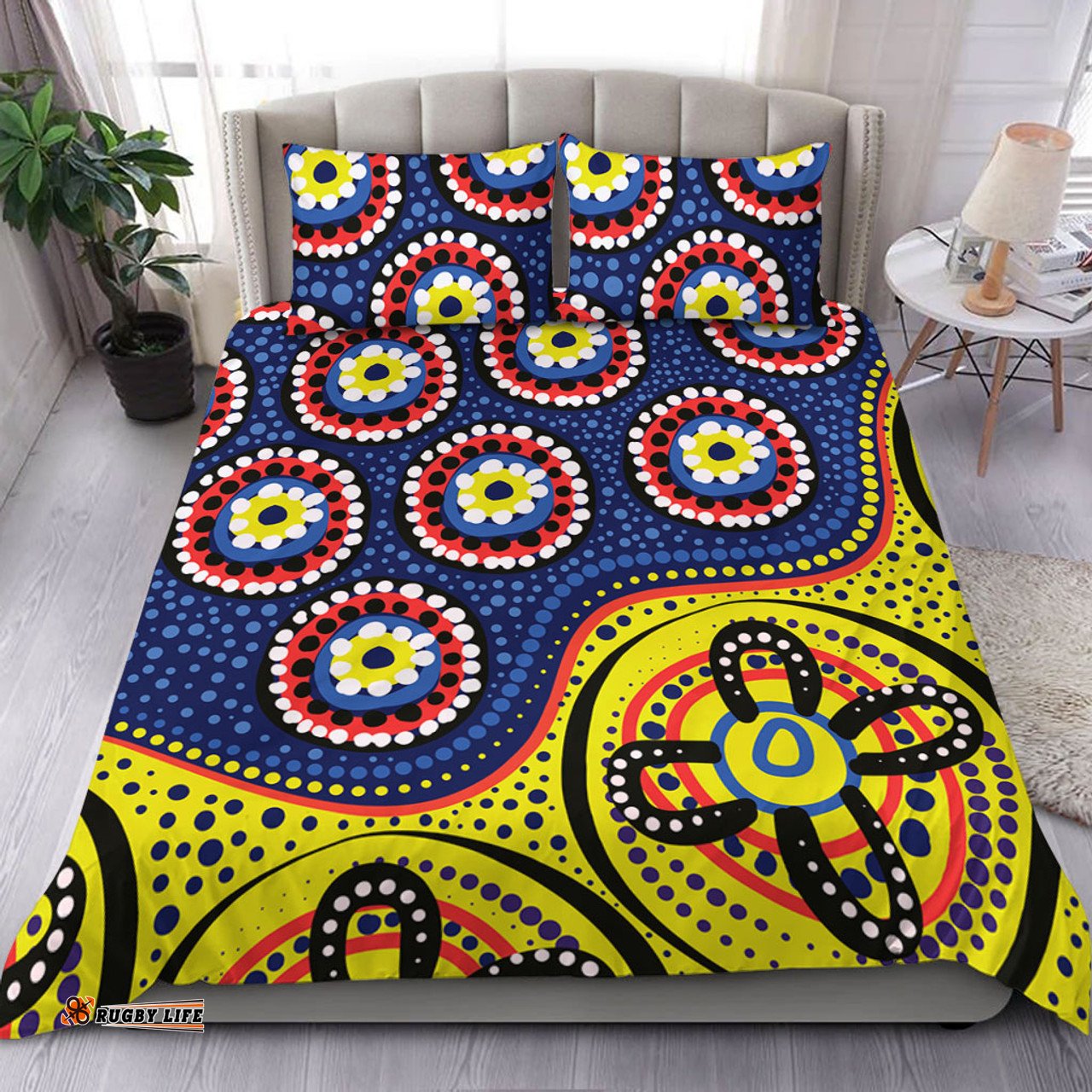 Amazing Aussie Australia A Bright And Colorful Background With Aboriginal Inspired Dot Art Bedding Set