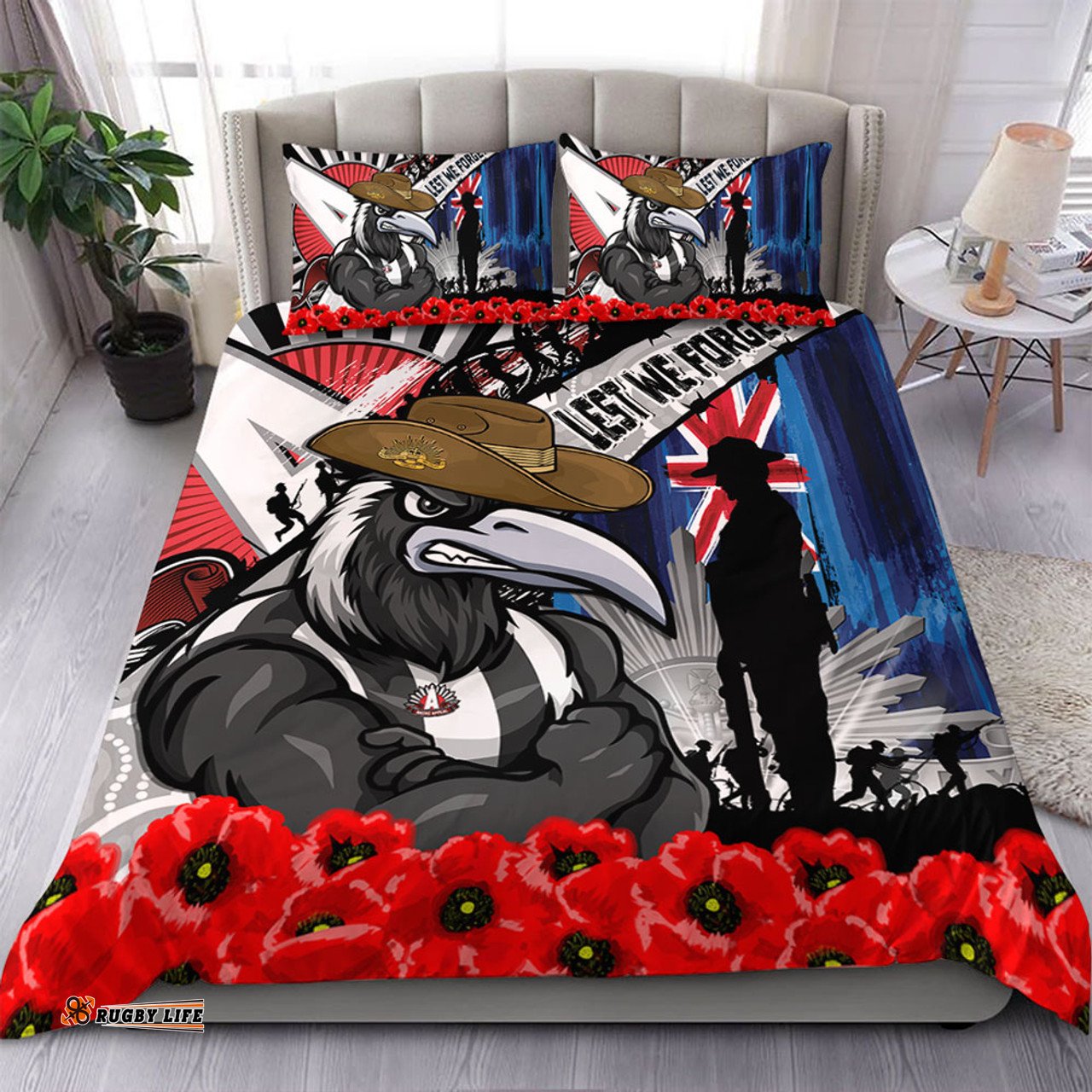 Amazing Aussie Collingwood Anzac Day Honor United In Spirit Bedding Set