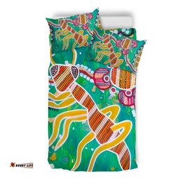 Amazing Aussie (Custom) Australia Green Aboriginal Art Painting Bedding Set