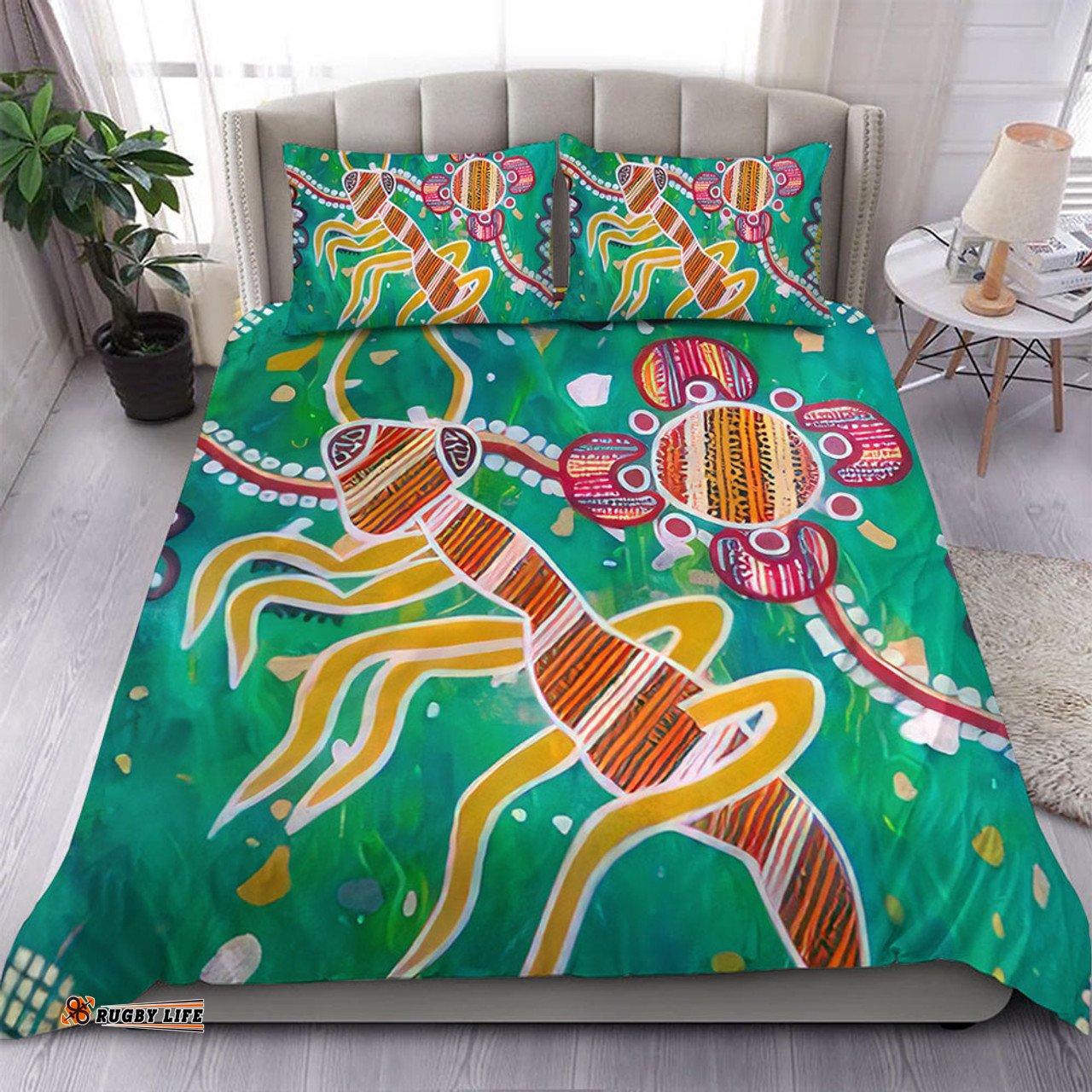 Amazing Aussie (Custom) Australia Green Aboriginal Art Painting Bedding Set