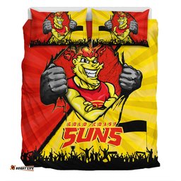 Amazing Aussie Gold Coast SUNS Breaking Through Fan Design Bedding Set