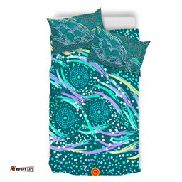 Australia Aboriginal Bedding Set - Turquoise Dot Dreamtime Bedding Set