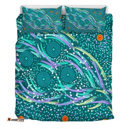 Australia Aboriginal Bedding Set - Turquoise Dot Dreamtime Bedding Set