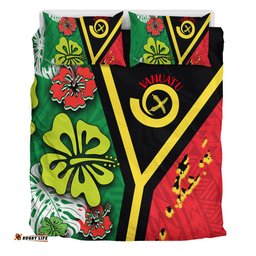 Amazing Aussie Australia South Sea Islanders Vanuatu Flag With Habiscus Flowers Bedding Set