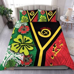Amazing Aussie Australia South Sea Islanders Vanuatu Flag With Habiscus Flowers Bedding Set