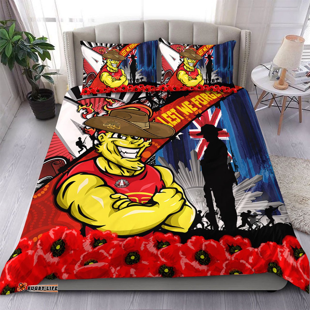 Amazing Aussie Gold Coast SUNS Anzac Day Honor United In Spirit Bedding Set