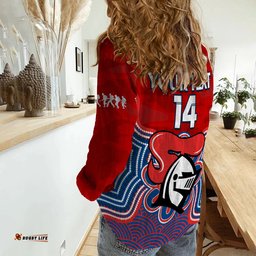 Custom Text And Number Knights ANZAC 2023 Women Casual Shirt Camouflage Poppy Mix Aboriginal
