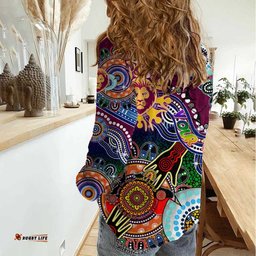 Custom NAIDOC Week 2024 Brisbane Lions Women Casual Shirt Australia Aboriginal Dot Painting