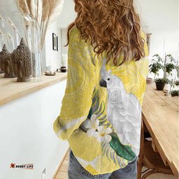 Australia Cacatua Galerita Women Casual Shirt Sulphur-Crested Cockatoo - Aboriginal Art