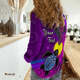 Custom Personalised Australia Lizard and Turtle Women Casual Shirt Aboriginal Art Beautiful Life