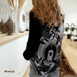 Aboriginal Torres Strait Islands in Wave Black Women Casual Shirt