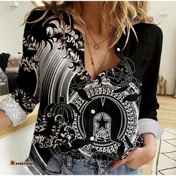 Aboriginal Torres Strait Islands in Wave Black Women Casual Shirt