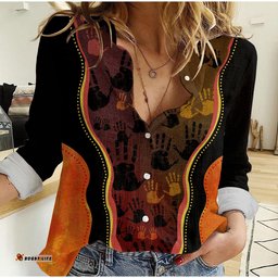 Aboriginal Patterns Golden Style Women Casual Shirt
