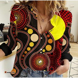 Australia Indigenous Flag Circle Dot Painting Art No.2 Casual Shirt
