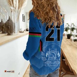 Custom Afghanistan Cricket Women Casual Shirt Afghan Coat Of Arm with Special Flag