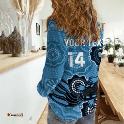 Custom NSW Blues Rugby Women Casual Shirt 2024 Platypus Mix Aboriginal Art
