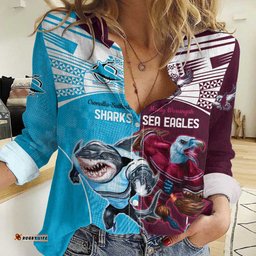 Custom Sea Eagles And Sharks Rugby Women Casual Shirt Sporty Style