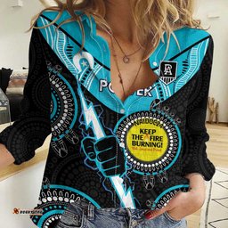 Custom AFL Power NAIDOC Week Women Casual Shirt Keep The Fire Burning Indigenous Art