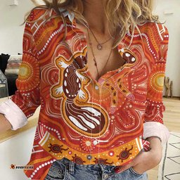 Aboriginal Goanna Art Women Casual Shirt Native Australian Animals