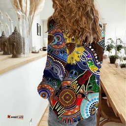 Custom NAIDOC Week 2024 Hawthorn Hawks Women Casual Shirt Australia Aboriginal Dot Painting