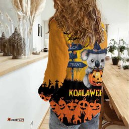 Happy Koalaween Women Casual Shirt Koala Ghost Trick or Treat