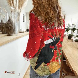 Personalised Palm Cockatoo Australia Christmas Women Casual Shirt Merry Chrissie - Banksia Flowers