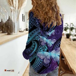 You Matter Suicide Prevention Awareness Women Casual Shirt Butterfly Aboriginal Mix Polynesian Pattern
