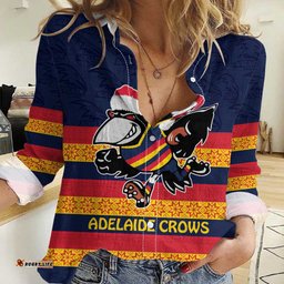 AFL Adelaide Christmas Personalised Women Casual Shirt with Crows Mascot