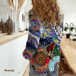 Custom NAIDOC Week 2024 North Melbourne Kangaroos Women Casual Shirt Australia Aboriginal Dot Painting