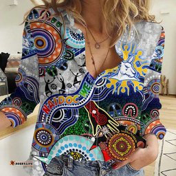 Custom NAIDOC Week 2024 North Melbourne Kangaroos Women Casual Shirt Australia Aboriginal Dot Painting
