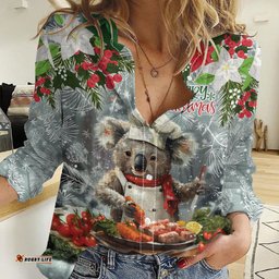Personalised Koala Chef Christmas in July Women Casual Shirt