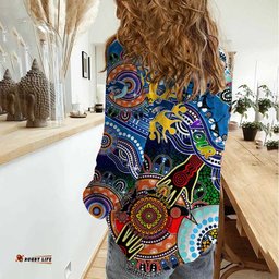 Custom NAIDOC Week 2024 Geelong Cats Women Casual Shirt Australia Aboriginal Dot Painting
