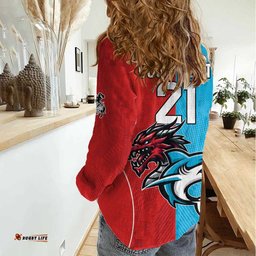 Custom Sharks-Dragons Rugby Women Casual Shirt With Sporty Style