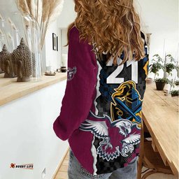 Titans and Manly Eagle Women Casual Shirt Rugby Together Sporty Style