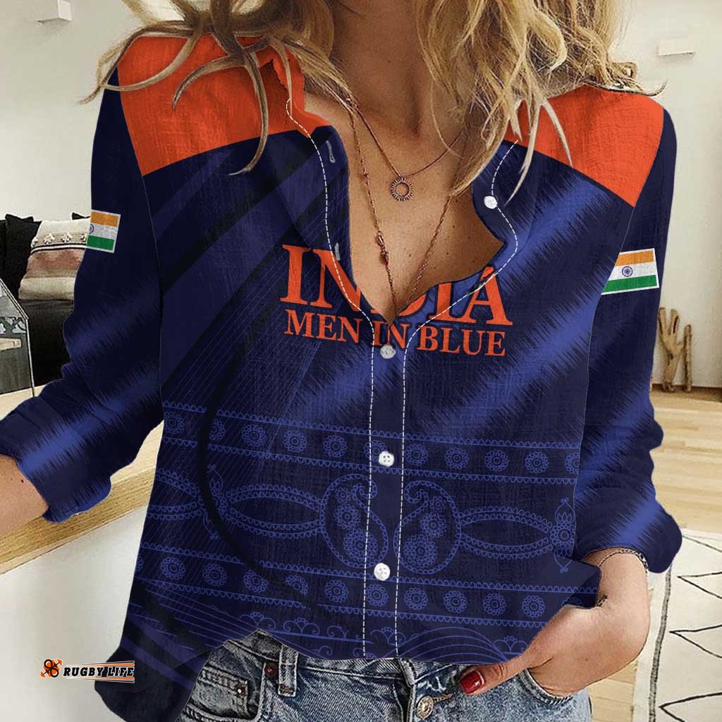 Custom India Cricket Women Casual Shirt Go Men In Blue Sporty Version