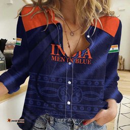 Custom India Cricket Women Casual Shirt Go Men In Blue Sporty Version