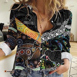 Personalised New Zealand and Australia Women Casual Shirt Maori Mix Aboriginal Art Style