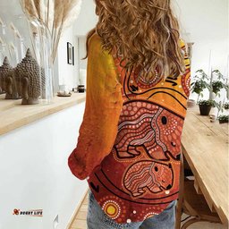 Australia Wombat Women Casual Shirt Indigenous Art