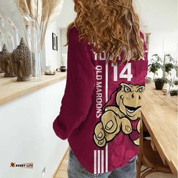 Custom QLD Maroons Rugby Women Casual Shirt Cane Toads Polynesian Pattern Tropical Vibes