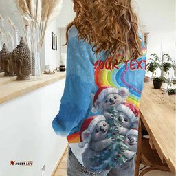 Personalised Australia Koala Christmas Women Casual Shirt Santa Claus Ho Ho Ho