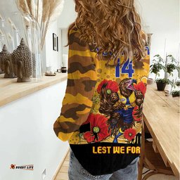 Custom Eagles Football ANZAC Women Casual Shirt Gallipoli Camouflage With Poppies
