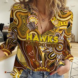 Personalised Hawks NAIDOC Week 2024 Women Casual Shirt Aussie Aboriginal Art