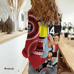 Custom AFL St Kilda NAIDOC Week Women Casual Shirt Keep The Fire Burning Indigenous Art