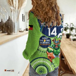 Custom NRL Raiders NAIDOC Week Women Casual Shirt Keep The Fire Burning Indigenous Art