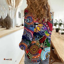Custom NAIDOC Week 2024 St Kilda Saints Women Casual Shirt Australia Aboriginal Dot Painting