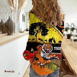Tigers Rugby ANZAC Day Women Casual Shirt Wests Mascot Rosemary Starry Night