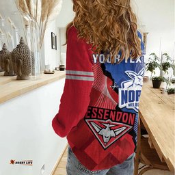 Personalised Kangaroos And Bombers Football Women Casual Shirt Sporty Version
